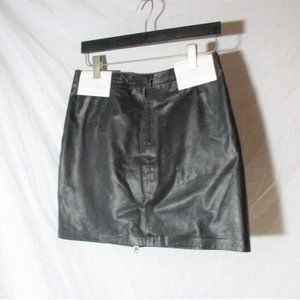 New THE KOOPLES Lined LEATHER Zip Zipper Mini Short SKIRT 38 BLACK